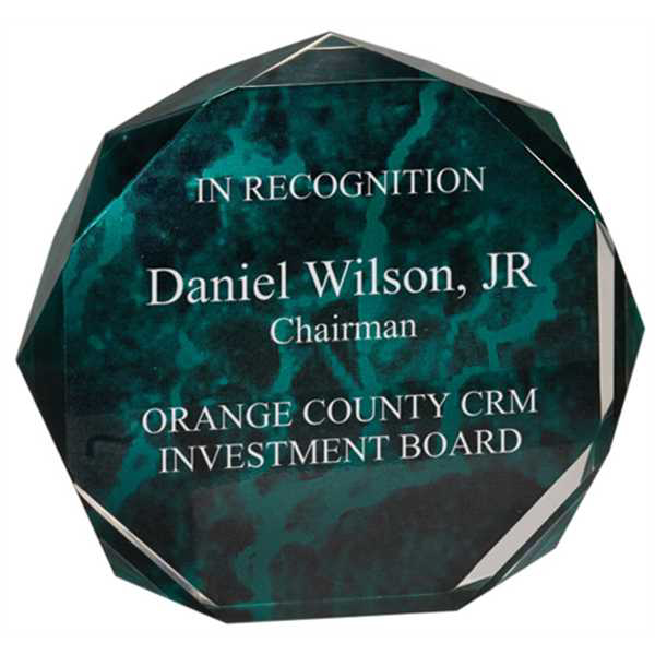 Picture of 6" Green Marble Octagon Acrylic Award