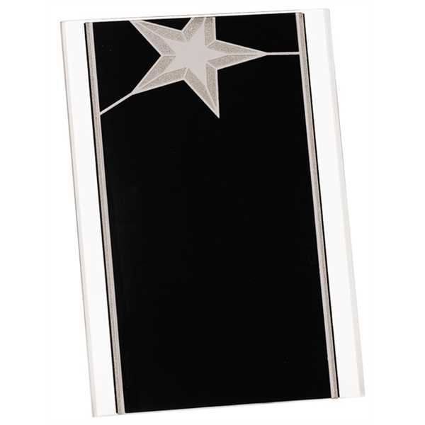 Picture of 5 x 7 Black/Silver Star Acrylic Stand Up Plaque with Easel