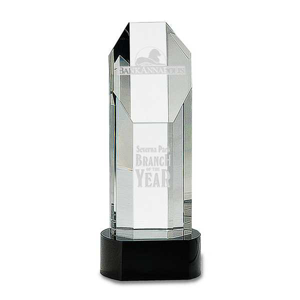 Picture of 9 3/4" Octagon Slant-Top Crystal on Black Pedestal Base