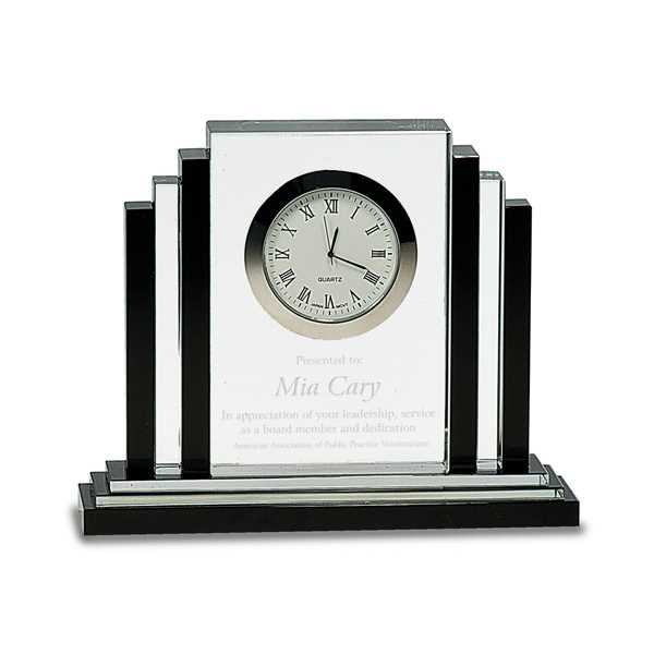 Picture of 6" Clear Crystal with Clock with Black Crystal Trim