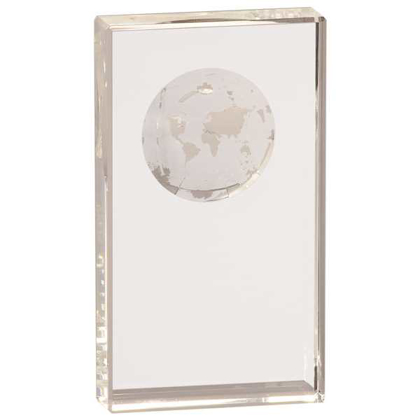 Picture of 7" Clear Crystal Rectangle with Globe Etching