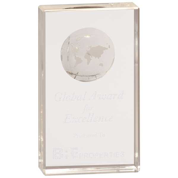 Picture of 6" Clear Crystal Rectangle with Globe Etching