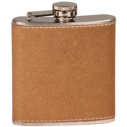 Picture of 6 oz. Leather Laserable Stainless Steel Flask