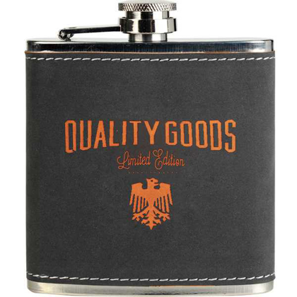 Picture of 6 oz. Dark Gray/Orange Textured Stainless Steel Flask