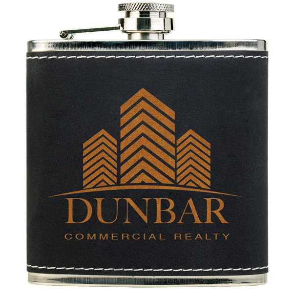 Picture of 6 oz. Light Black/Gold Textured Stainless Steel Flask