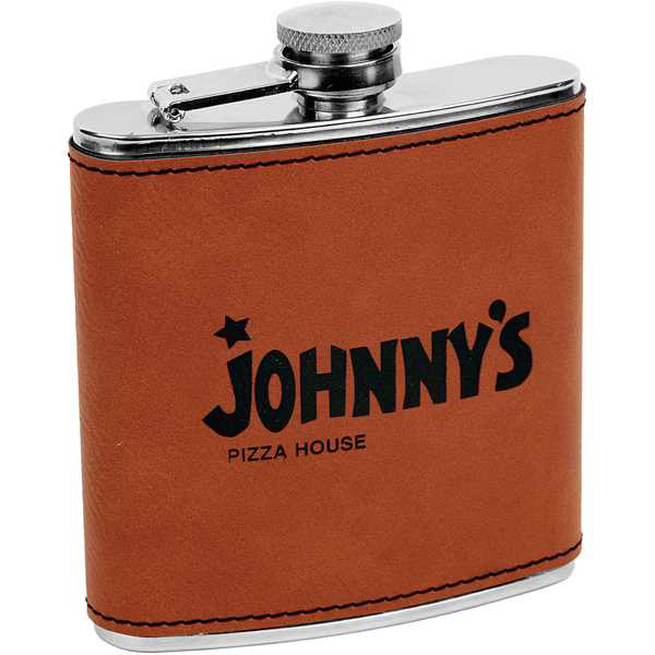 Picture of 6 oz. Rawhide Laserable Leatherette Stainless Steel Flask