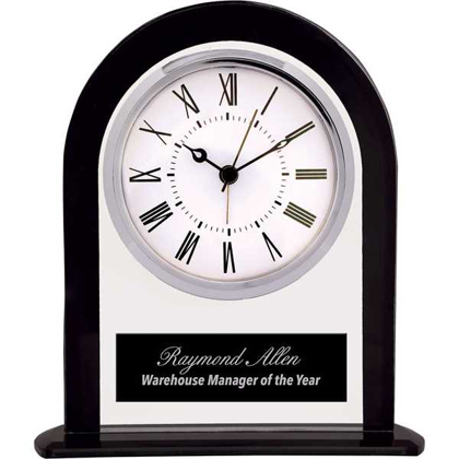 Picture of 6 1/4" Black/Clear Glass Arch Clock