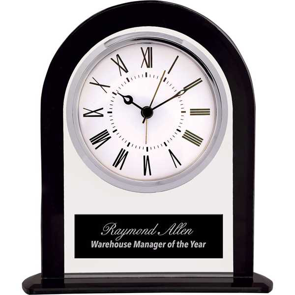 Picture of 6 1/4" Black/Clear Glass Arch Clock