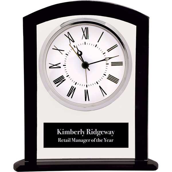 Picture of 6 1/4" Black/Clear Glass Square Arch Clock