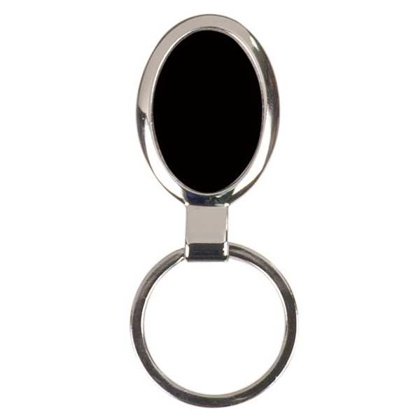 Picture of 1 1/8" x 1 5/8" Black Laserable Oval Keychain
