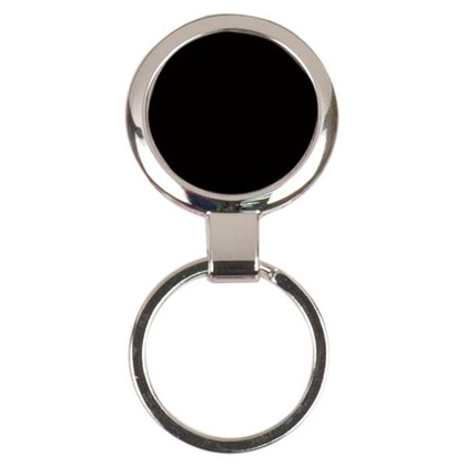Picture of 2 1/2" Black Laserable Round Keychain
