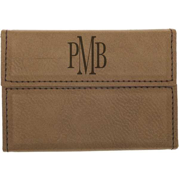 Picture of 3 3/4" x 2 3/4" Dark Brown Laserable Leatherette Hard Business Card Holder