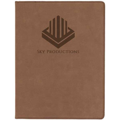 Picture of 9 1/2" x 12" Dark Brown Laserable Leatherette Portfolio with Notepad