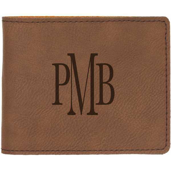 Picture of 4 1/2" x 3 1/2" Dark Brown Laserable Leatherette Bifold Wallet