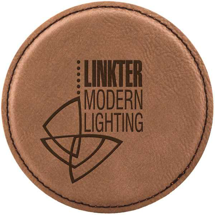 Picture of 4" Round Dark Brown Laserable Leatherette Coaster