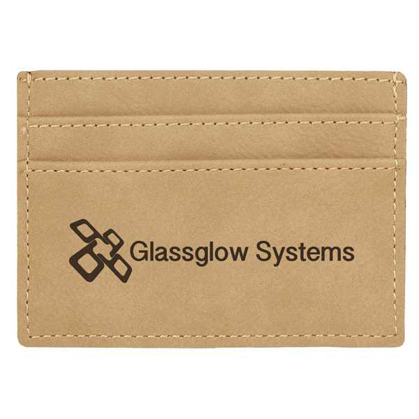 Picture of 4" x 2 3/4" Light Brown Laserable Leatherette Wallet Clip