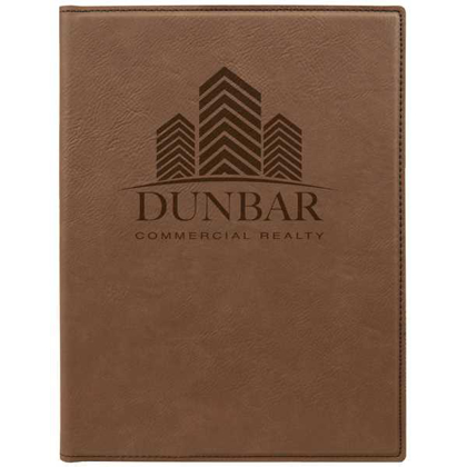 Picture of 7" x 9" Dark Brown Laserable Leatherette Small Portfolio with Notepad