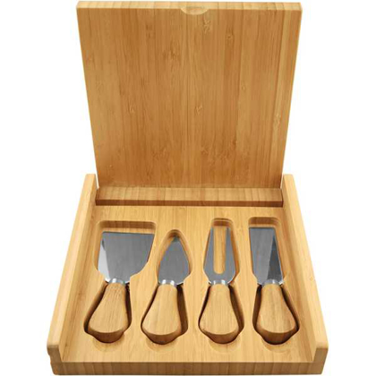 Picture of 8" x 8" Bamboo Cheese Set with 4 Tools