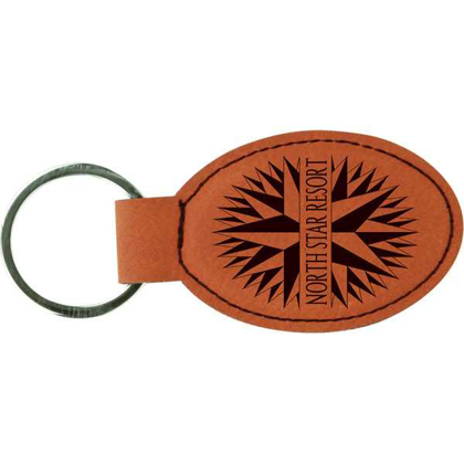 Picture of 3" x 1 3/4" Rawhide Laserable Leatherette Oval Keychain