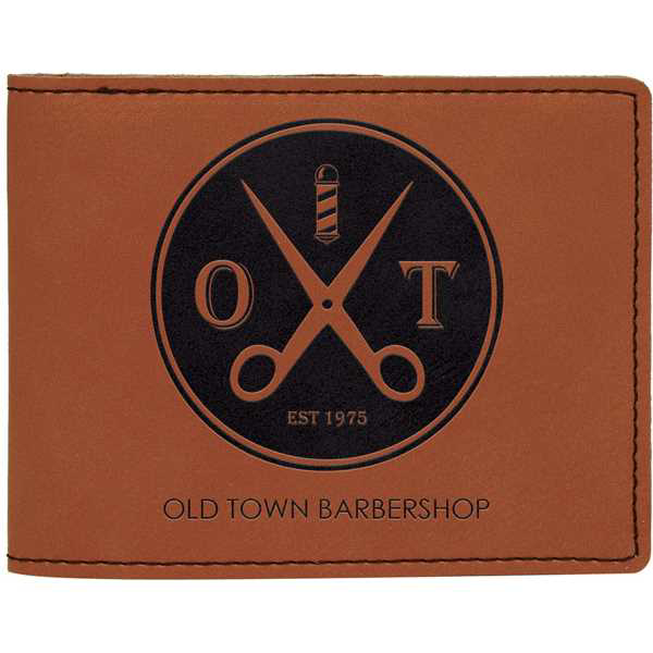 Picture of 4 1/2" x 3 1/2" Rawhide Laserable Leatherette Bifold Wallet