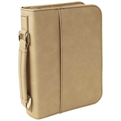 Picture of 6 3/4" x 9 1/4" Light Brown Leatherette Book/Bible Cover with Handle & Zipper