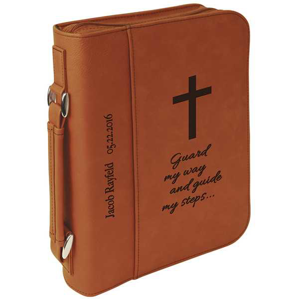 Picture of 7 1/2" x 10 3/4" Rawhide Leatherette Book/Bible Cover with Handle & Zipper