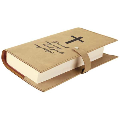 Picture of 6 1/2" x 8 3/4" Light Brown Leatherette Book/Bible Cover with Snap Closure