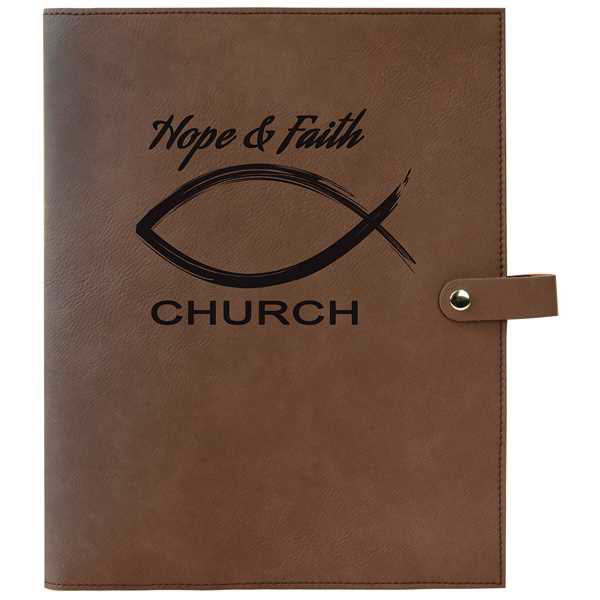 Picture of 8 3/4" x 11" Dark Brown Leatherette Book/Bible Cover with Snap Closure