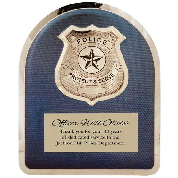 Picture of 10 1/2" x 13" Police Hero Plaque with Chrome Badge