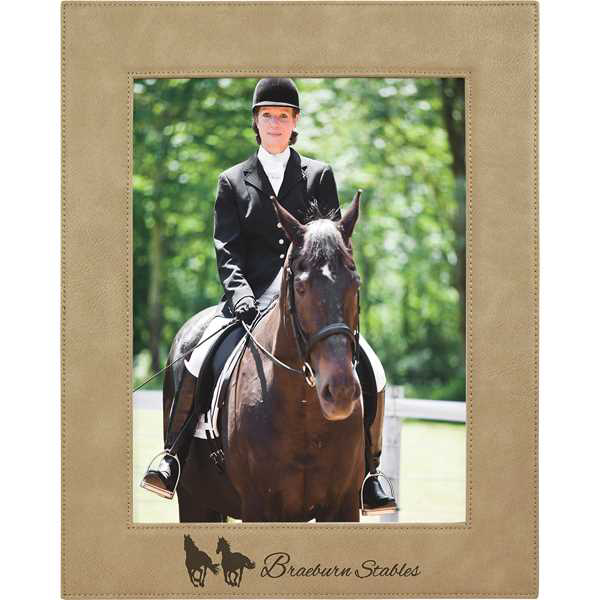 Picture of 8" x 10" Light Brown Laserable Leatherette Photo Frame