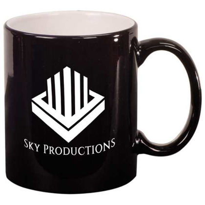 Picture of 11 oz. Black Ceramic Round LazerMug