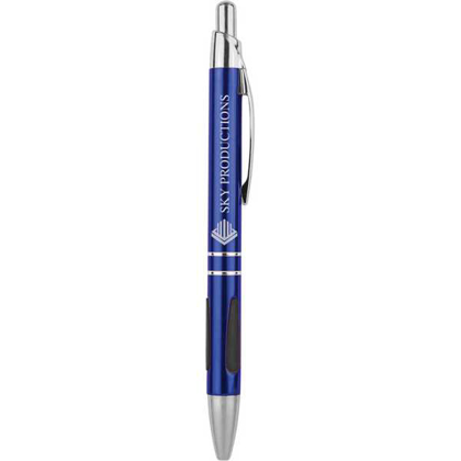 Picture of Blue with Silver Trim Laserable Pen with Gripper