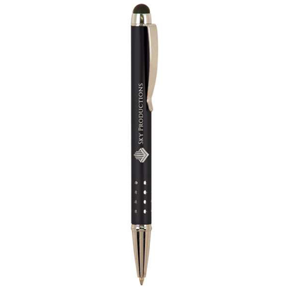 Picture of Black with Silver Trim Laserable Pen with Stylus