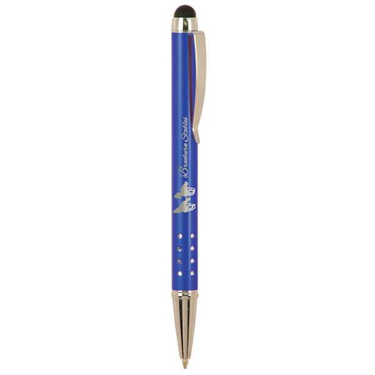 Picture of Blue with Silver Trim Laserable Pen with Stylus