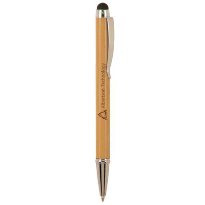 Picture of Bamboo with Silver Trim Laserable Pen with Stylus