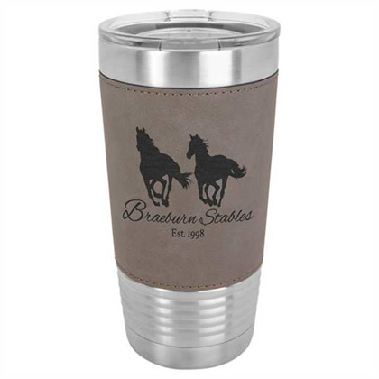 Picture of 20 oz. Gray Laserable Leatherette Polar Camel Tumbler with Clear Lid