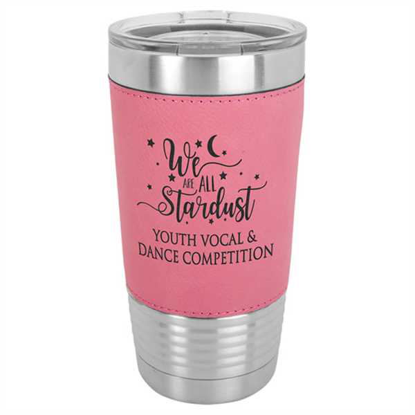 Picture of 20 oz. Pink Laserable Leatherette Polar Camel Tumbler with Clear Lid