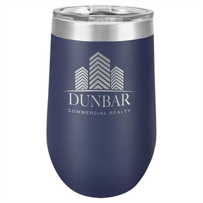 Picture of Polar Camel 16 oz. Navy Blue Vacuum Insulated Stemless Wine Glass w/Lid