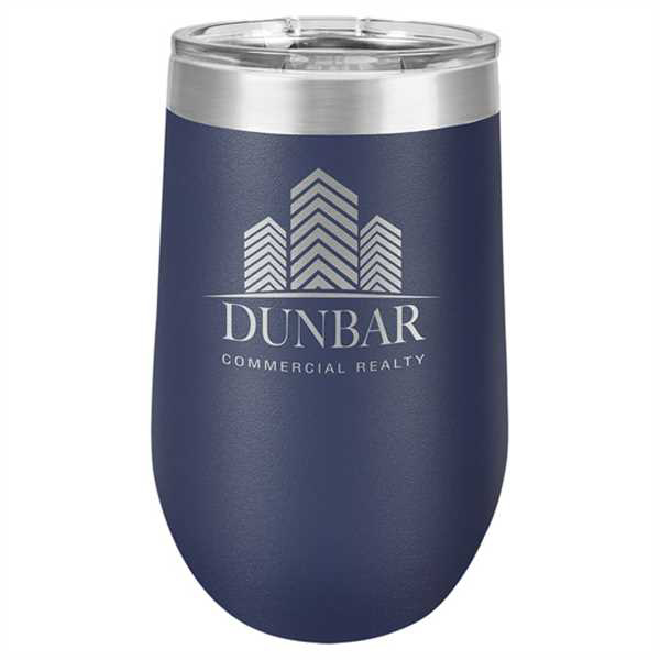 Picture of Polar Camel 16 oz. Navy Blue Vacuum Insulated Stemless Wine Glass w/Lid