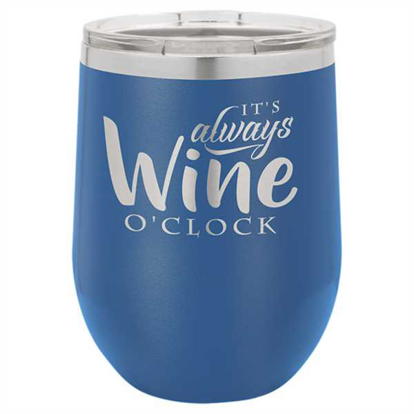 Picture of Polar Camel 12 oz. Matte Royal Blue Vacuum Insulated Stemless Wine Glass w/Lid