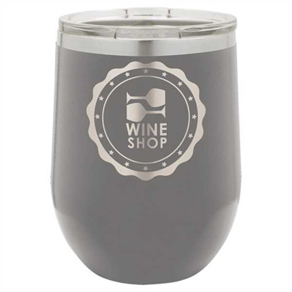 Picture of Polar Camel 12 oz. Matte Dark Gray Vacuum Insulated Stemless Wine Glass w/Lid
