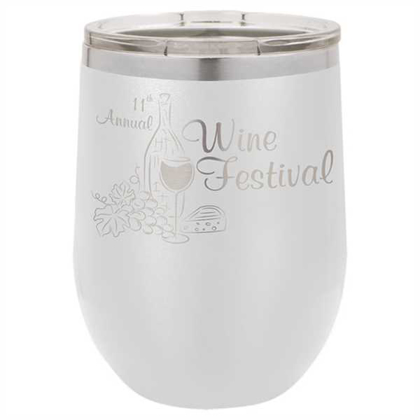 Picture of Polar Camel 12 oz. Matte White Vacuum Insulated Stemless Wine Glass w/Lid