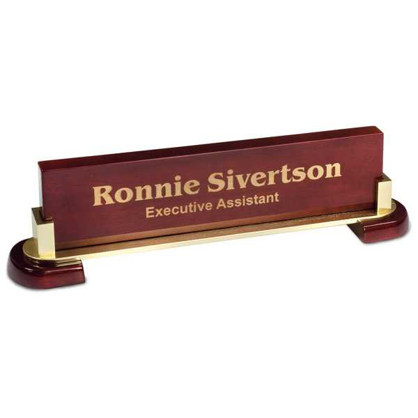 Picture of 12 1/2" x 3 1/4" Rosewood Piano Finish and Metal Name Bar