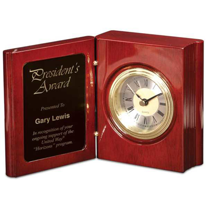Picture of 5 3/8" Rosewood Piano Finish Book Clock
