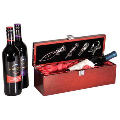 Picture of Rosewood Piano Finish Single Wine Box with Tools