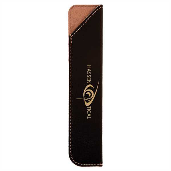 Picture of 6 1/4" Black/Gold Laserable Leatherette Pen Sleeve