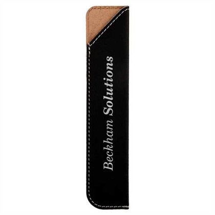 Picture of 6 1/4" Black/Silver Laserable Leatherette Pen Sleeve