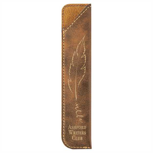 Picture of 6 1/4" Rustic/Gold Laserable Leatherette Pen Sleeve