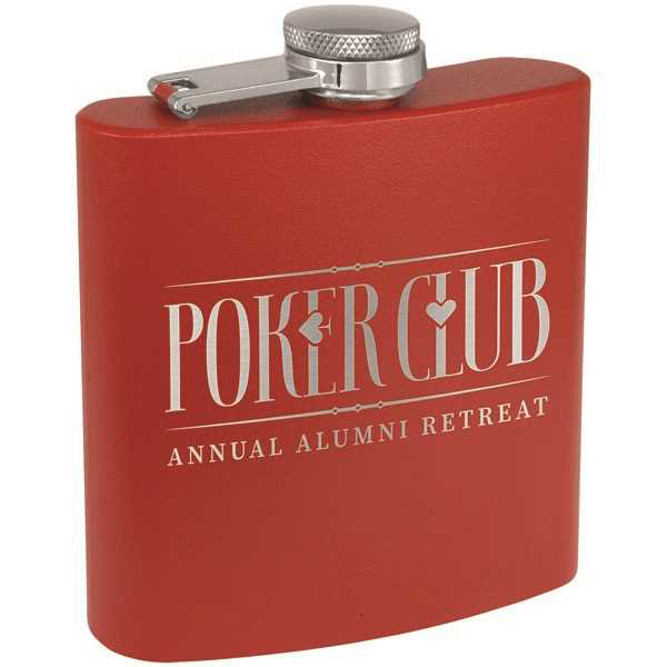 Picture of 6 oz. Matte Red Powder Coated Laserable Stainless Steel Flask