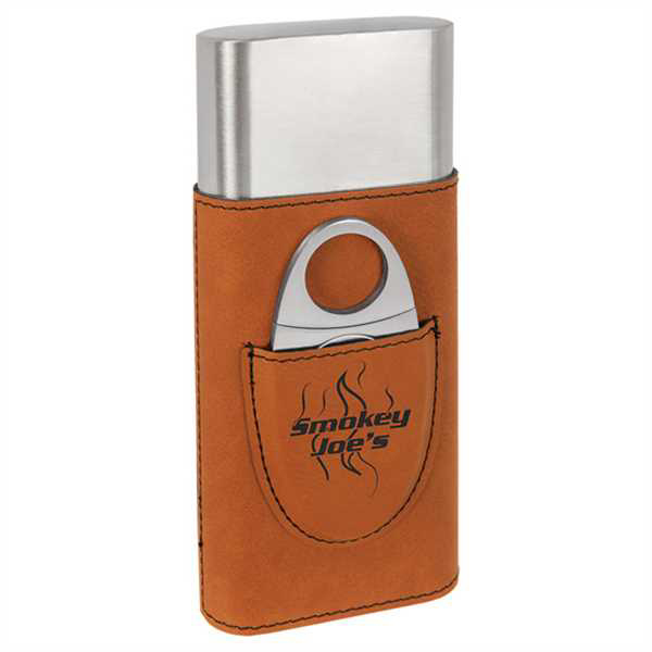 Picture of Rawhide Laserable Leatherette Cigar Case with Cutter